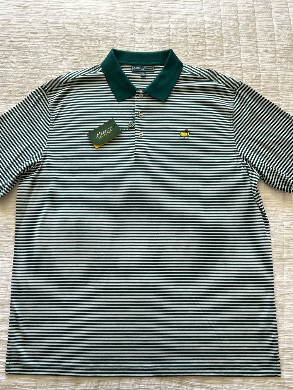 NWT Masters Collection Augusta National Golf Polo Green White Striped XXL